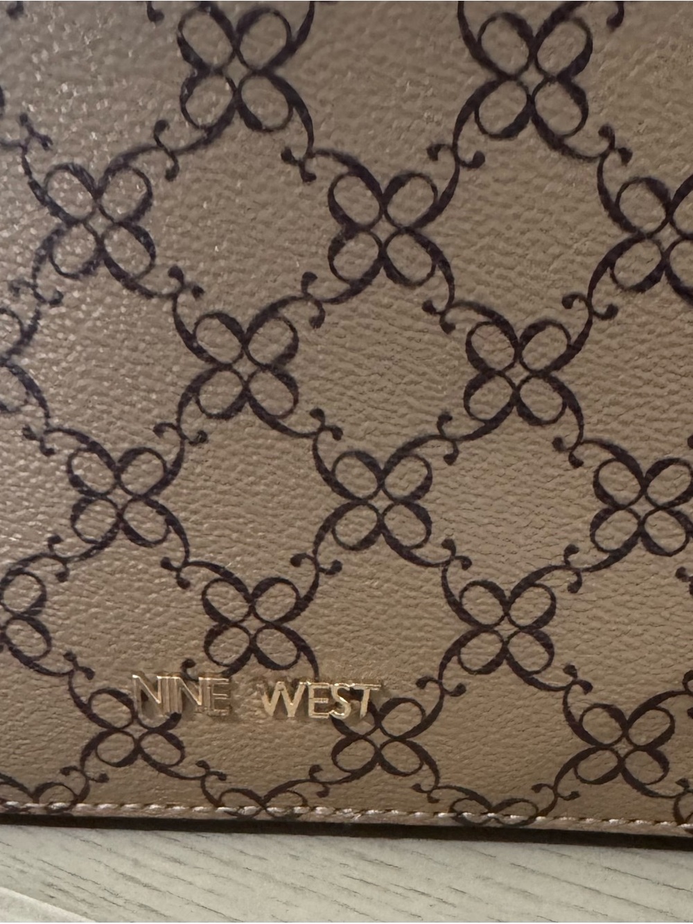Nine West Beige/Tan Patterned Wallet with Gold Logo